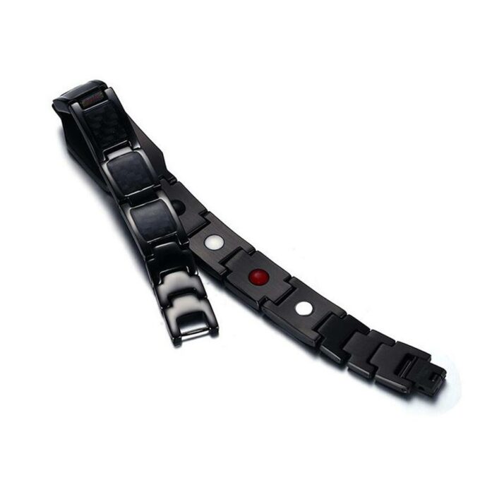 Black Titanium Steel Carbon Fiber Magnetic Therapy Bracelets - Image 2