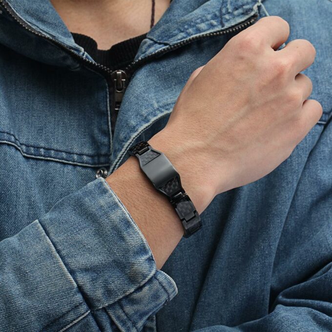 Black Titanium Steel Carbon Fiber Magnetic Therapy Bracelets - Image 4