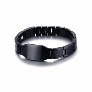 Black Titanium Steel Carbon Fiber Magnetic Therapy Bracelets