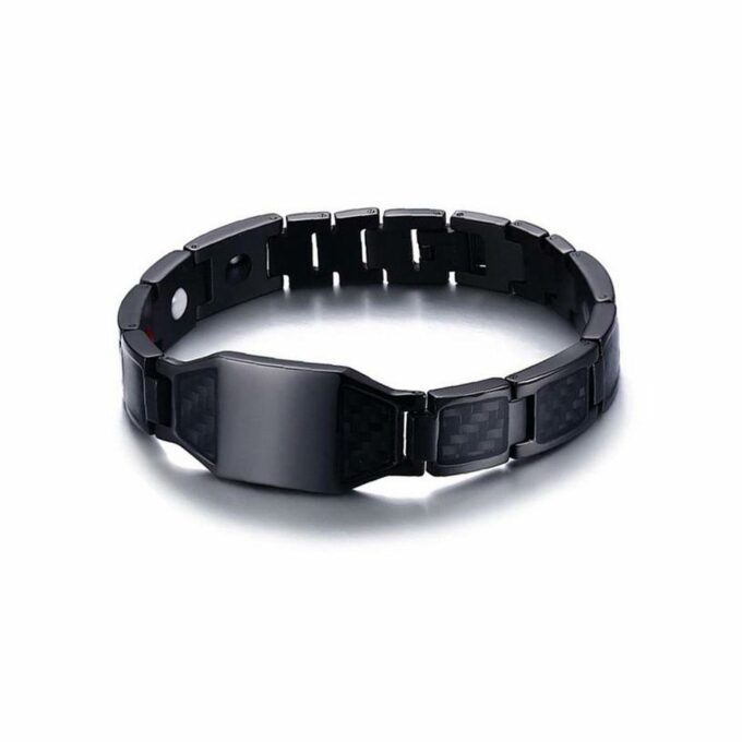 Black Titanium Steel Carbon Fiber Magnetic Therapy Bracelets