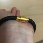 Black Genuine Leather Gold Twin Mens Skull Jewelry Bracelet