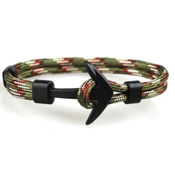Army Green Minimalist Nautical Anchor Bracelet