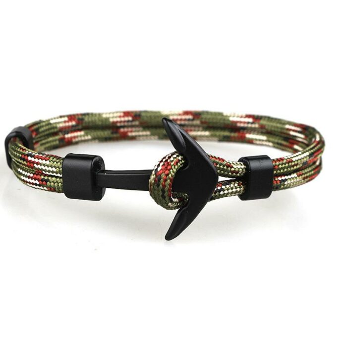 Army Green Minimalist Nautical Anchor Bracelet