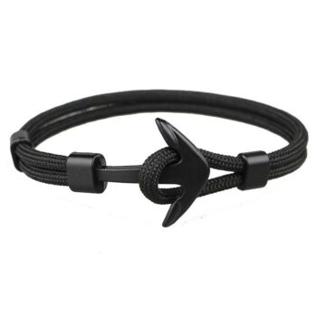Black Minimalist Nautical Anchor Bracelet