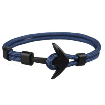 Blue Minimalist Nautical Anchor Bracelet