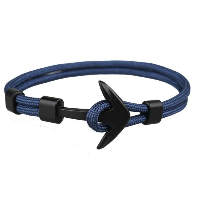 Blue Minimalist Nautical Anchor Bracelet