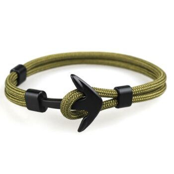 Green Minimalist Nautical Anchor Bracelet
