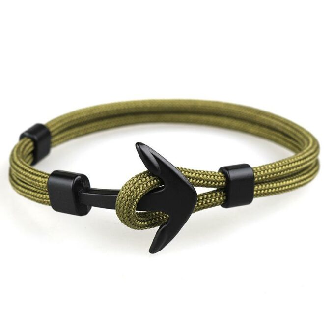 Green Minimalist Nautical Anchor Bracelet
