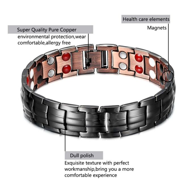 Relief Mens Arthritis Joint Pain Copper Magnetic Bracelets - Image 4