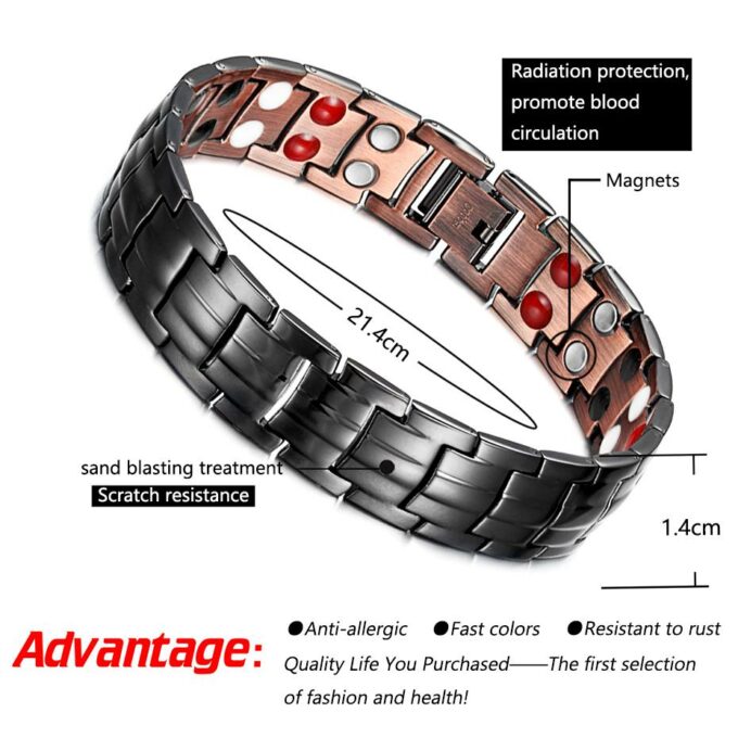 Relief Mens Arthritis Joint Pain Copper Magnetic Bracelets - Image 5