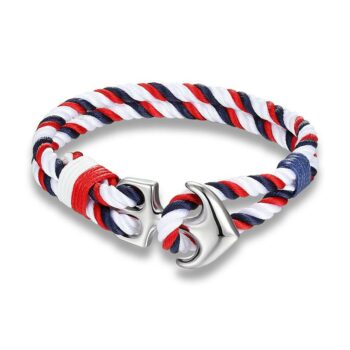 Mutilcolor Rope Silver Nautical Anchor Bracelet