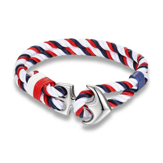 Mutilcolor Rope Silver Nautical Anchor Bracelet