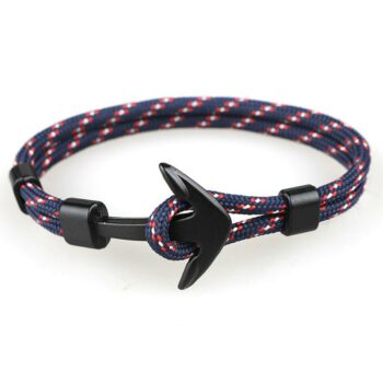 Navy Blue Minimalist Nautical Anchor Bracelet