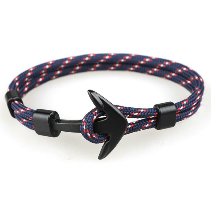 Navy Blue Minimalist Nautical Anchor Bracelet