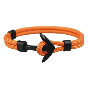 Orange Minimalist Nautical Anchor Bracelet
