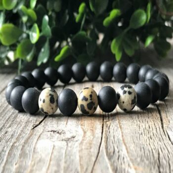 Gemstone Stretch Dalmation Spot Beaded Surf Bracelet.