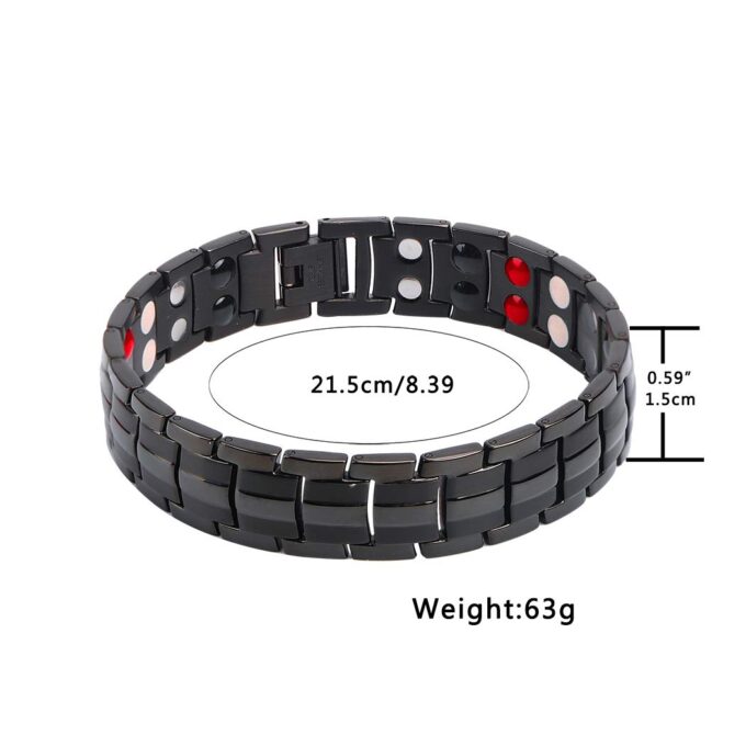 Black Mens Relief Pain Titanium Steel Magnetic Therapy Bracelets - Image 3