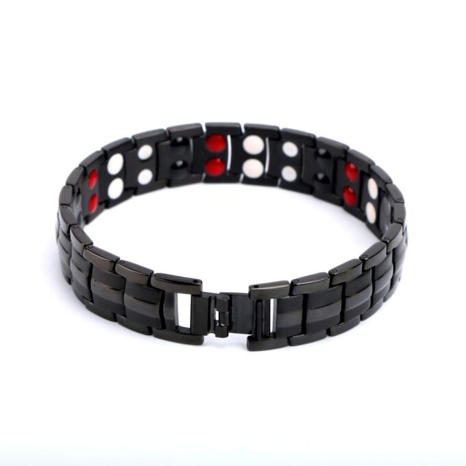 Black Mens Relief Pain Titanium Steel Magnetic Therapy Bracelets - Image 2