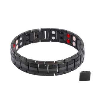 Black Mens Relief Pain Titanium Steel Magnetic Therapy Bracelets
