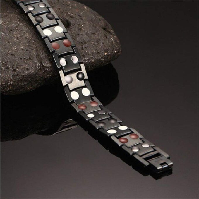 Black Mens Relief Pain Titanium Steel Magnetic Therapy Bracelets - Image 6
