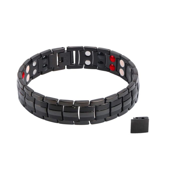 Black Mens Relief Pain Titanium Steel Magnetic Therapy Bracelets
