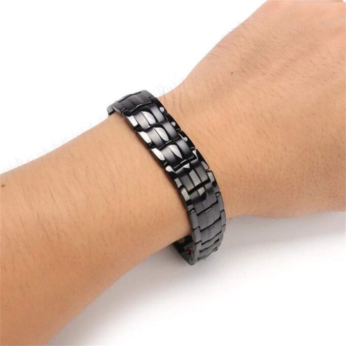 Black Mens Relief Pain Titanium Steel Magnetic Therapy Bracelets - Image 7