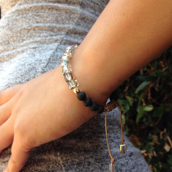Rainbow Aura Glass Diffuser Anxiety Bracelets - Image 4