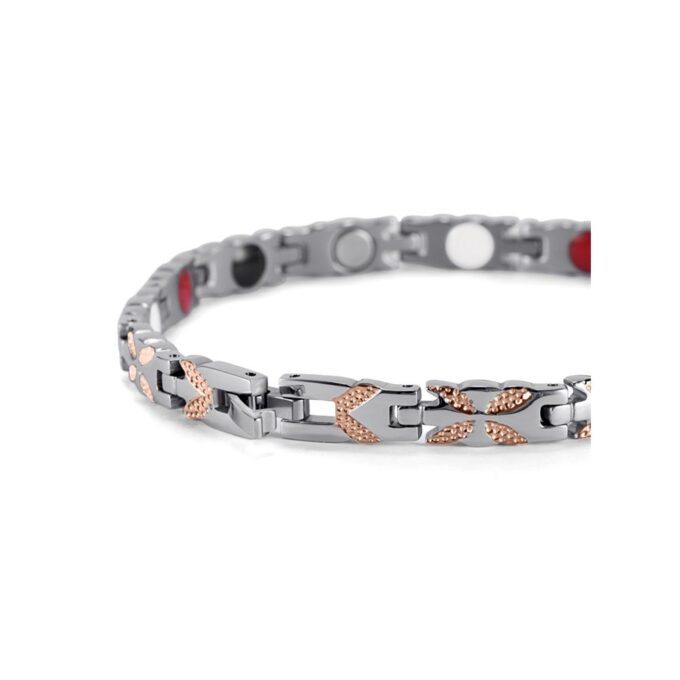 Women Rose Gold Diamond Silver Titanium Steel Magnetic Therapy Bracelets - Image 2