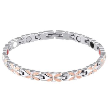 Women Rose Gold Diamond Silver Titanium Steel Magnetic Therapy Bracelets
