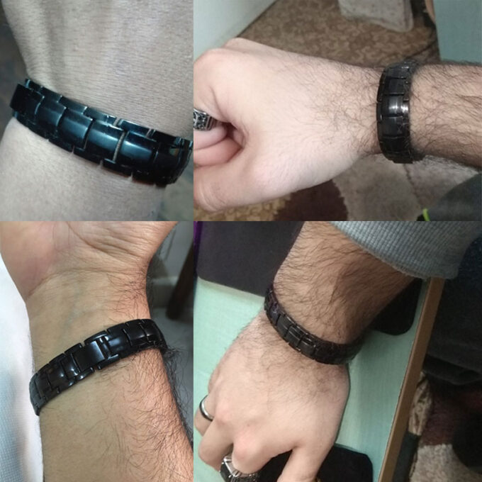 Men's Black Pure Titanium 4 in1 Negative Ions Germanium Magnetic Health Bracelets - Image 7