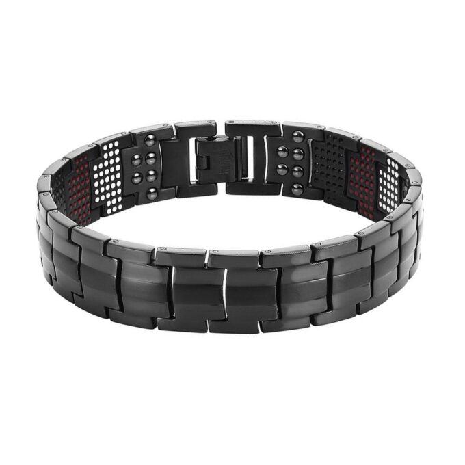 Men's Black Pure Titanium 4 in1 Negative Ions Germanium Magnetic Health Bracelets