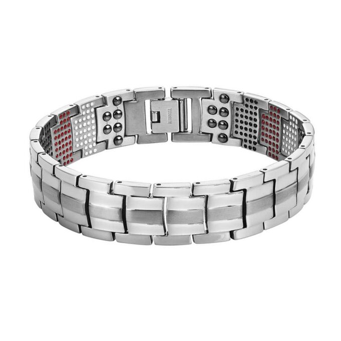 Men's Black Pure Titanium 4 in1 Negative Ions Germanium Magnetic Health Bracelets - Image 2