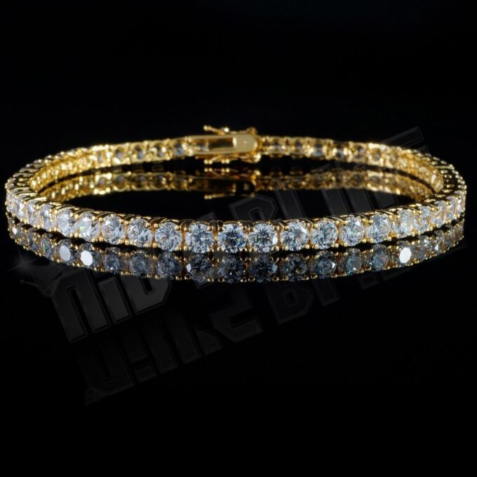 18K Gold 1 Row Diamond Iced Out Bracelets - Image 2