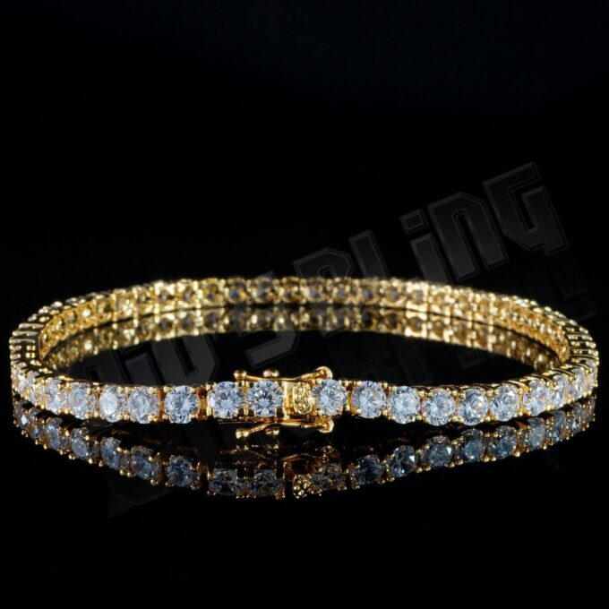 18K Gold 1 Row Diamond Iced Out Bracelets - Image 3