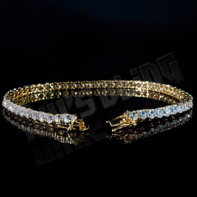 18K Gold 1 Row Diamond Iced Out Bracelets - Image 4