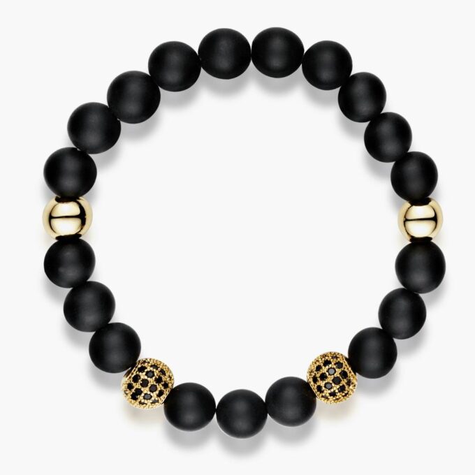Gold Zircon Black Onyx Bracelets - Image 2