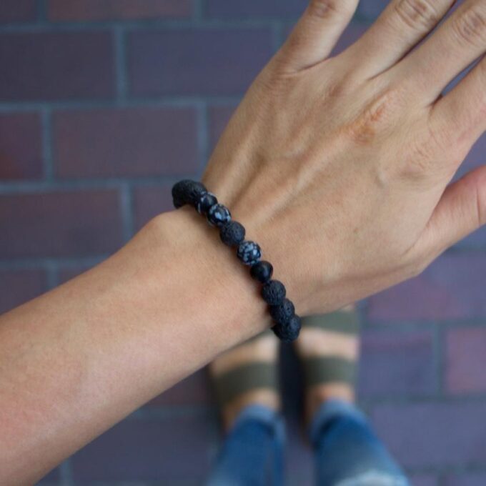 Snowflake Obsidian Diffuser Anxiety Bracelet - Image 4