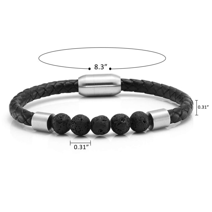Silver Magnetic Clasp Lava Genuine Leather Diffuser Bracelet - Image 4