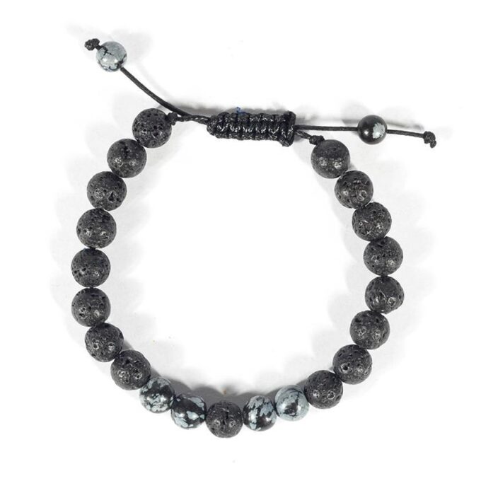 Snowflake Obsidian Diffuser Anxiety Bracelet - Image 2