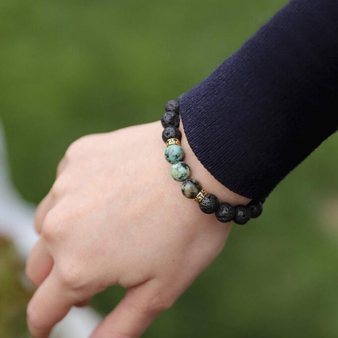 African Turquoise Diffuser Anxiety Bracelet - Image 4