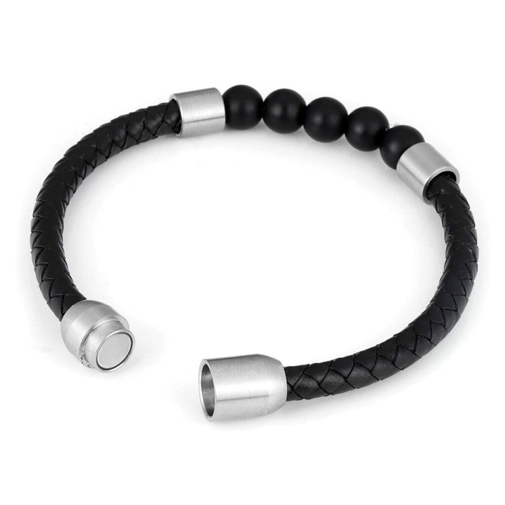 Clasp Black Onyx Genuine Leather Diffuser Bracelet