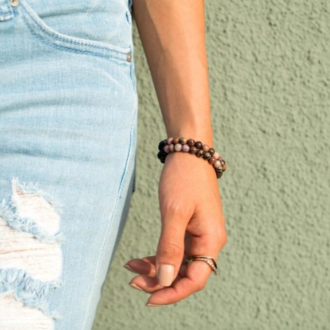 Black Rhodonite Anxiety Bracelet - Image 4