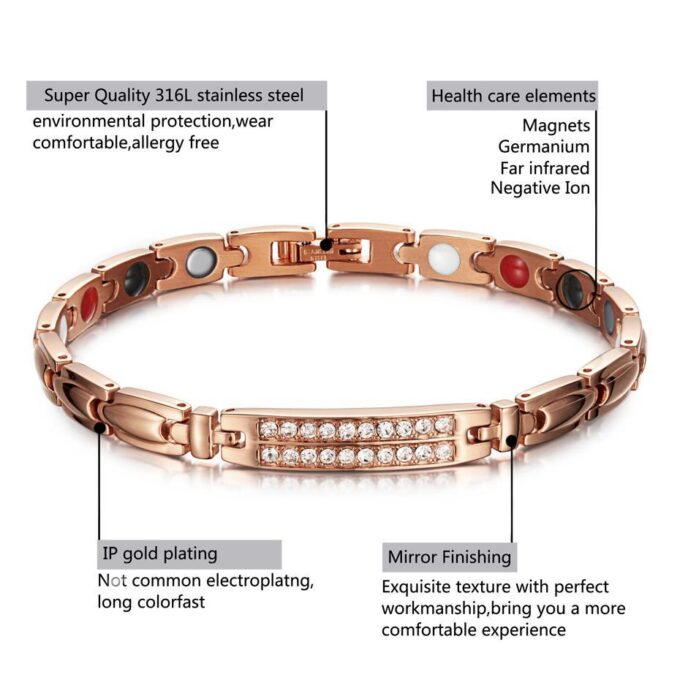 Stainless Steel Rose Gold Bio Magnetic Bracelet Necklace Series - Image 8