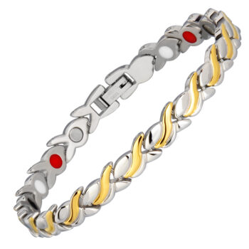 Gold Silver Titanium Steel Magnetic Therapy Health Link Bracelet for Pain Relief