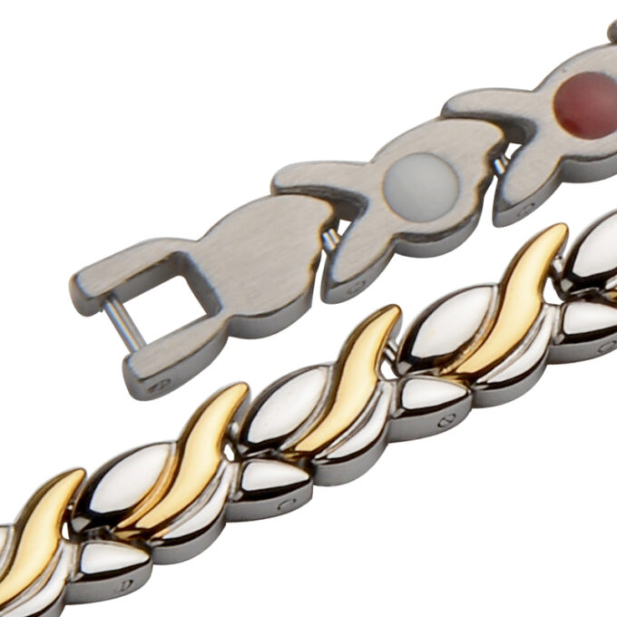 Gold Silver Titanium Steel Magnetic Therapy Health Link Bracelet for Pain Relief - Image 5