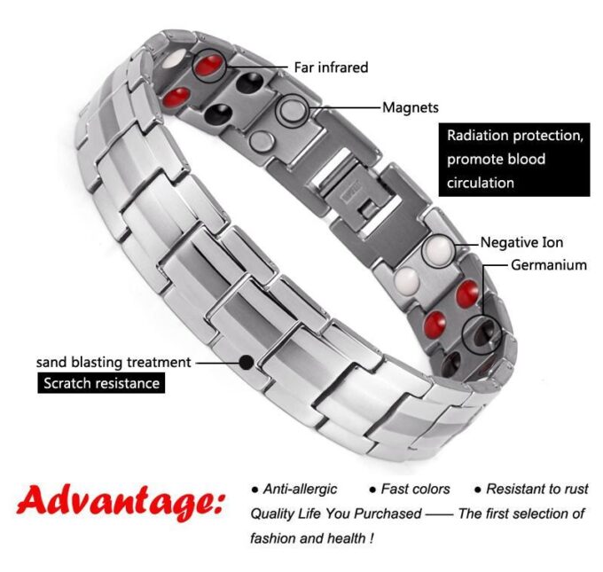 Titanium Mens Magnetic Therapeutic Bracelets Benefit for Wrist Pain - Image 6