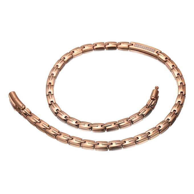 Stainless Steel Rose Gold Bio Magnetic Bracelet Necklace Series - Image 4