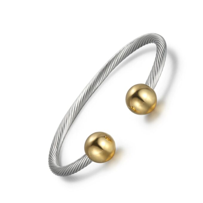 Women Stainless Steel Power Magnetic Bangles Relieve Pain