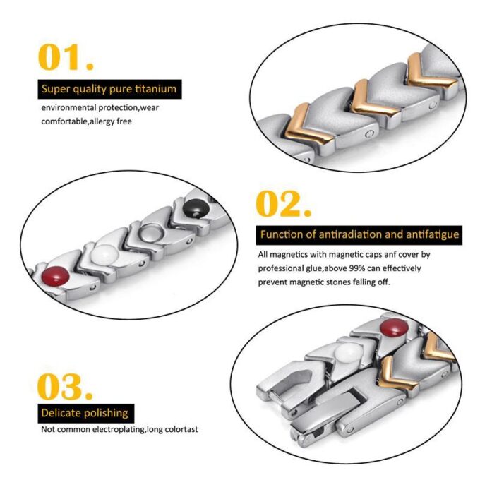 Woman's Arthritis Magnetic Bracelets Reviews Blood Circulation Titanium Bracelet - Image 5