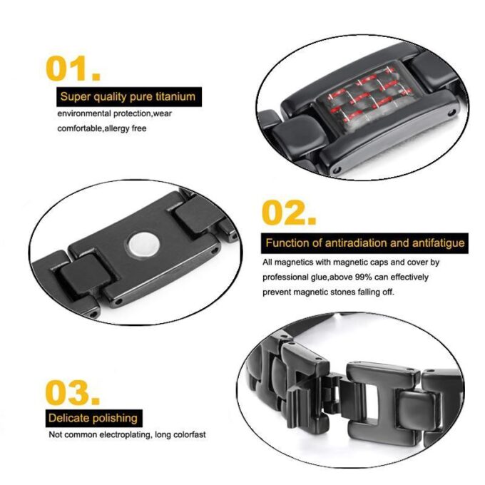 Titanium Carbon Fiber Blood Circulation Magnetic Arthritis Bracelet - Image 7